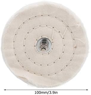 ליטוש גלגל לבן בד ליטוש גלגל שטוח סוג כותנה משטח מראה טחינת כלים עם ידית[3.9 אינץ], תעשייתי ניקוי בד